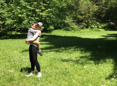jaime schmidt holding son in park